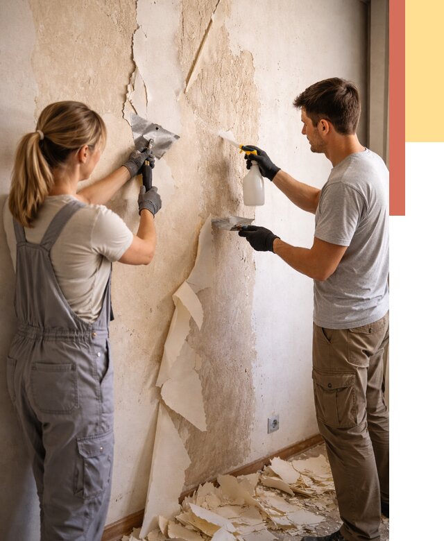 Снятие старых обоев в Кольчугино от 5340 руб. под ключ недорого | ОТДЕЛОЧНИК-Кль