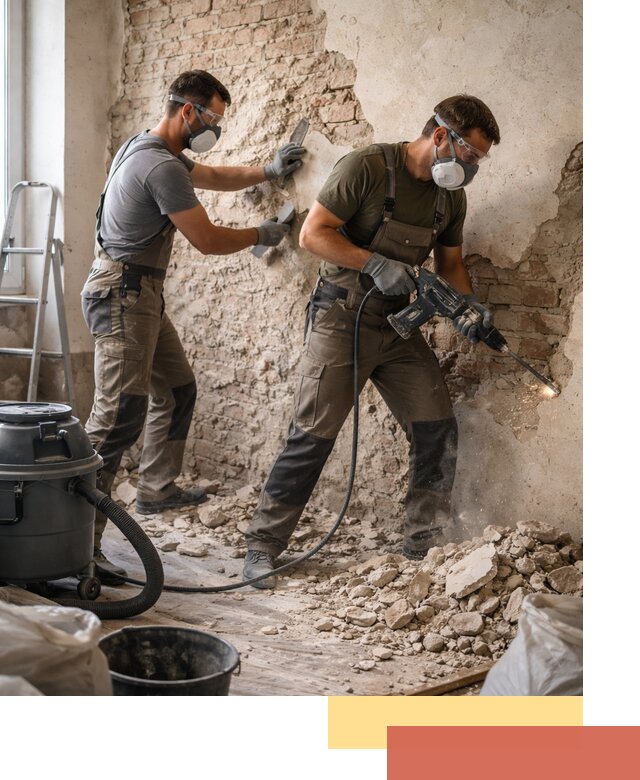 Демонтаж штукатурки со стен в Кольчугино быстро и аккуратно