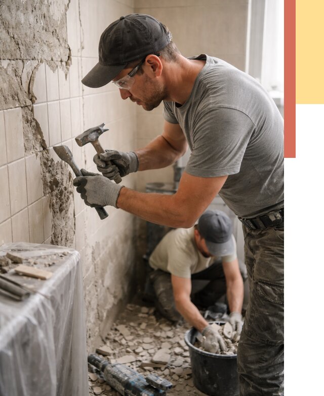 Демонтаж плитки со стен в Кольчугино от 865 руб. — быстро и недорого | ОТДЕЛОЧНИК-Кль