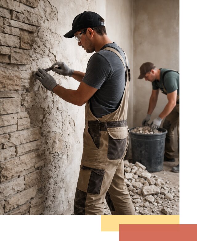 Демонтаж декоративного камня в Кольчугино профессионально и безопасно