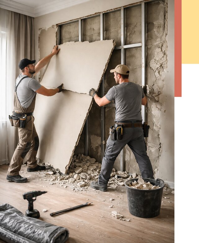 Демонтаж гипсокартона со стен в Кольчугино от 356 руб. — услуги демонтажа | ОТДЕЛОЧНИК-Кль