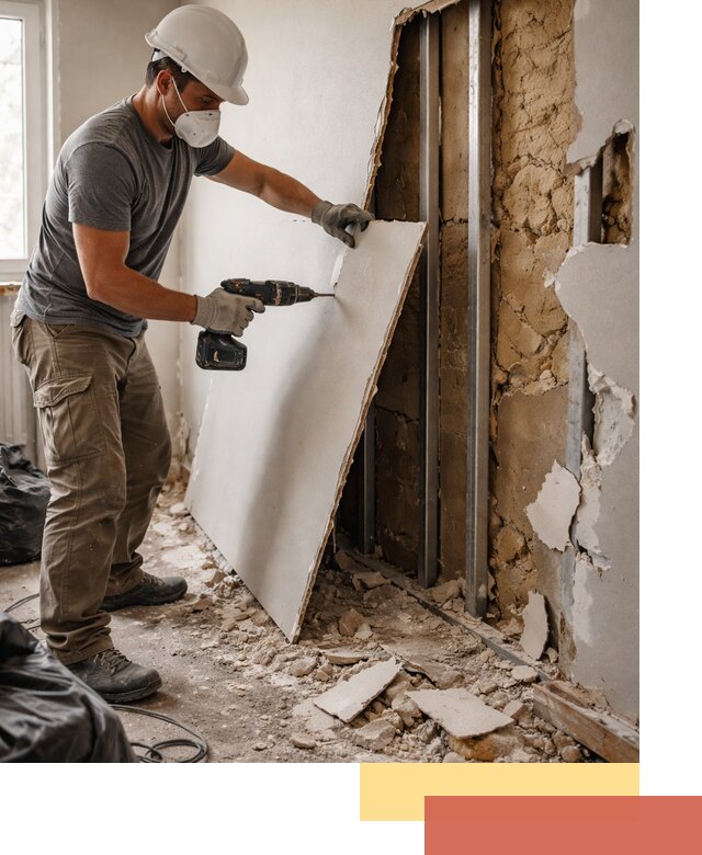 Демонтаж гипсокартона со стен в Кольчугино качественно и быстро