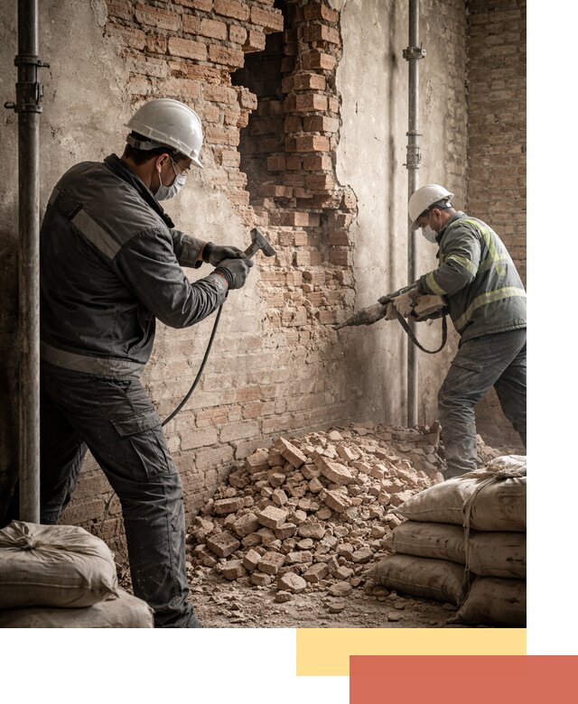 Демонтаж кирпичных стен в Кольчугино быстро и безопасно