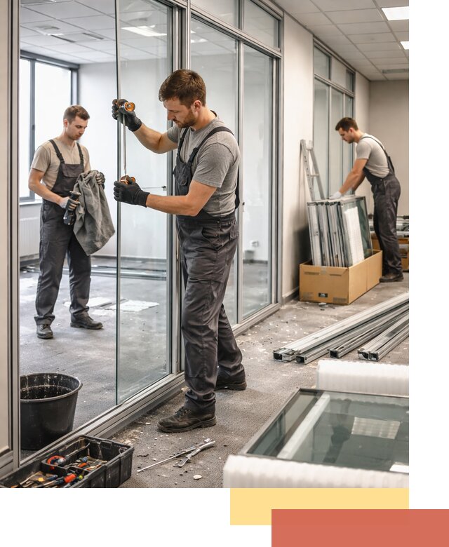 Демонтаж стеклянных перегородок в Кольчугино быстро и безопасно