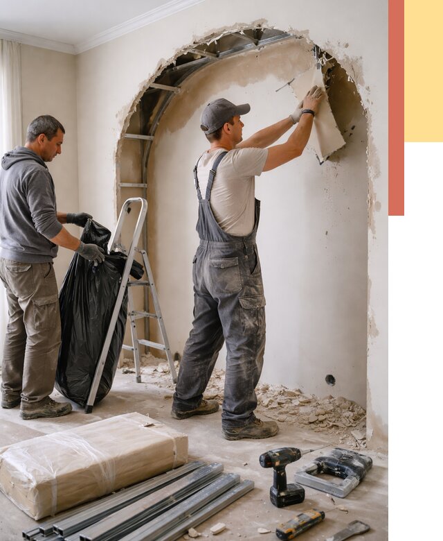 Демонтаж арки из гипсокартона в Кольчугино от 3560 руб. — услуги под ключ | ОТДЕЛОЧНИК-Кль