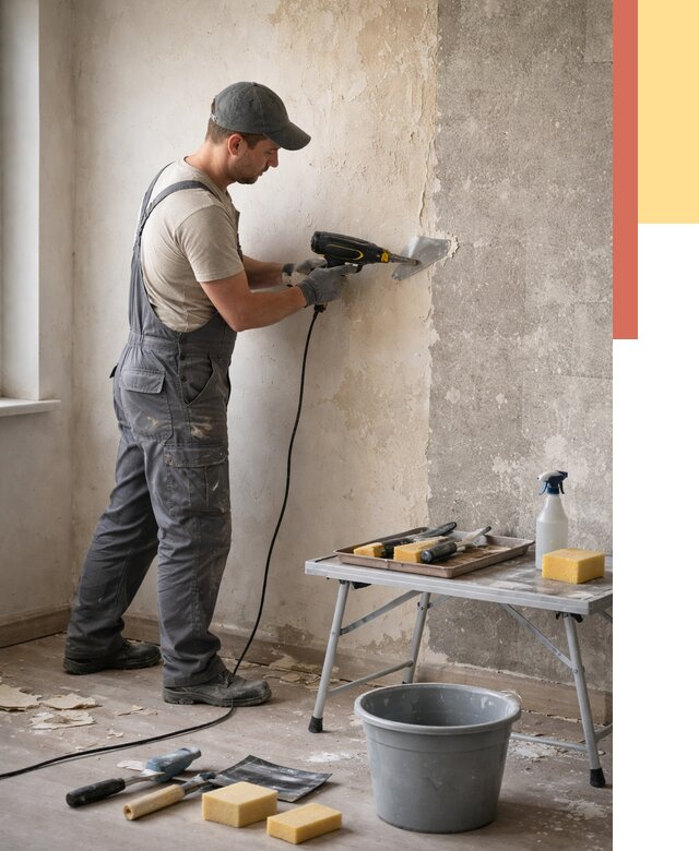 Очистка стен от клея в Кольчугино от 1882 руб. — снятие и удаление клея со стен | ОТДЕЛОЧНИК-Кль