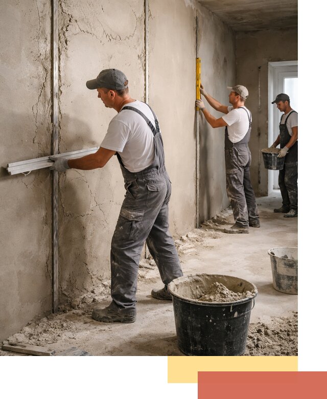 Штукатурка стен по маякам в Кольчугино — точная и ровная поверхность