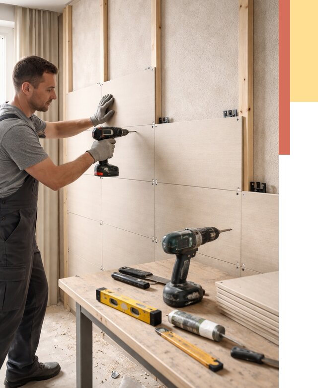 Монтаж МДФ панелей на стены в Кольчугино от 1271 руб. под ключ | ОТДЕЛОЧНИК-Кль