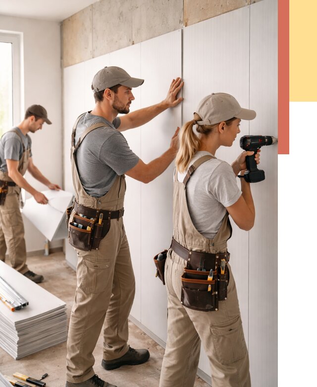 Монтаж ПВХ панелей на стены в Кольчугино от 458 руб/м2 — быстро и недорого | ОТДЕЛОЧНИК-Кль