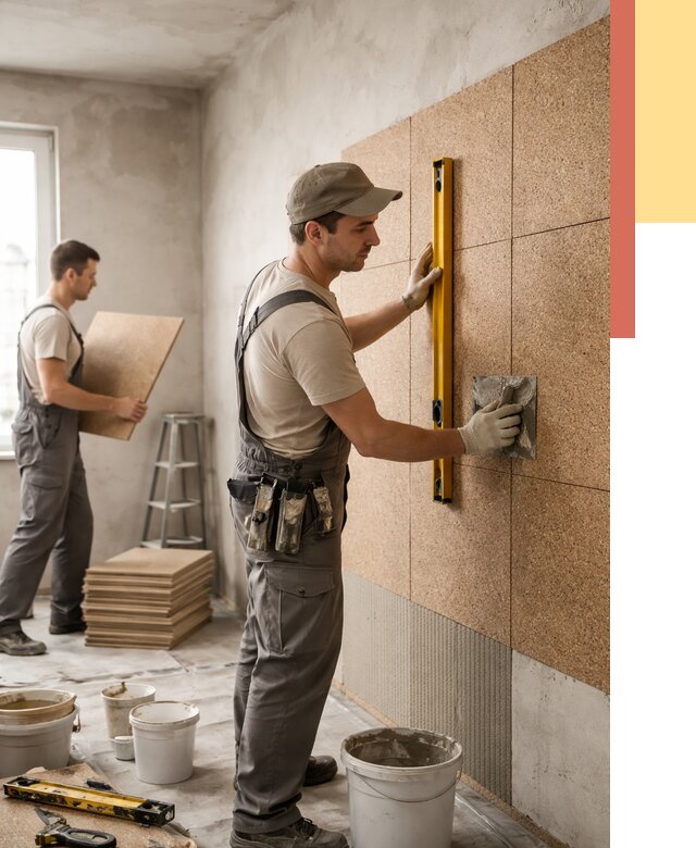 Монтаж пробковых панелей на стены в Кольчугино от 3560 руб. — ОТДЕЛОЧНИК-Кль