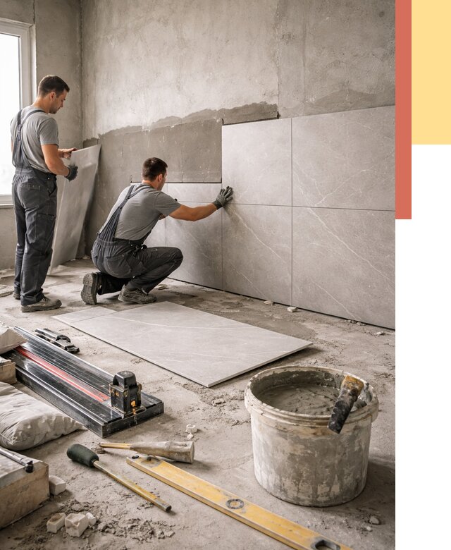 Облицовка стен керамогранитом в Кольчугино от 4272 руб./м² — услуги под ключ | ОТДЕЛОЧНИК-Кль