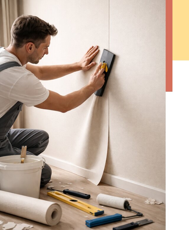 Поклейка виниловых обоев в Кольчугино от 4577 руб. | Быстро и недорого — ОТДЕЛОЧНИК-Кль