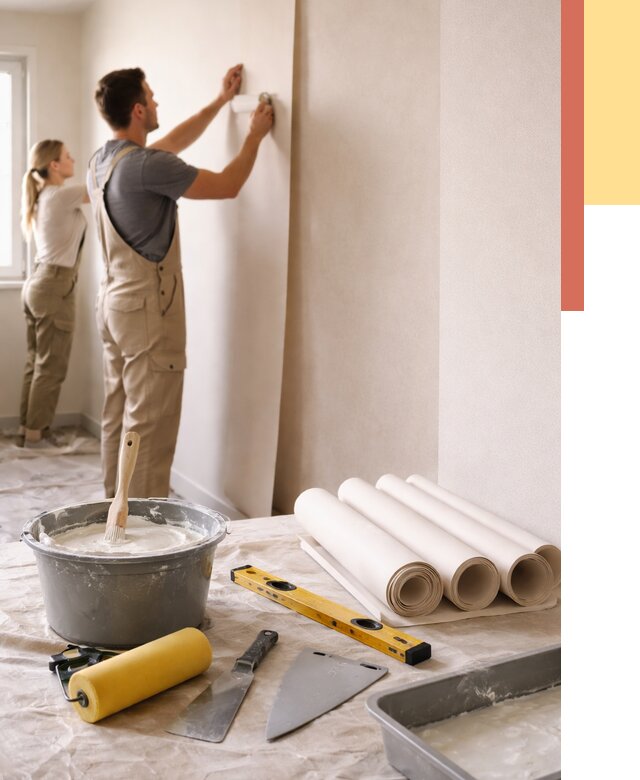 Поклейка бумажных обоев в Кольчугино от 5594 руб./м2 — быстро и недорого | ОТДЕЛОЧНИК-Кль