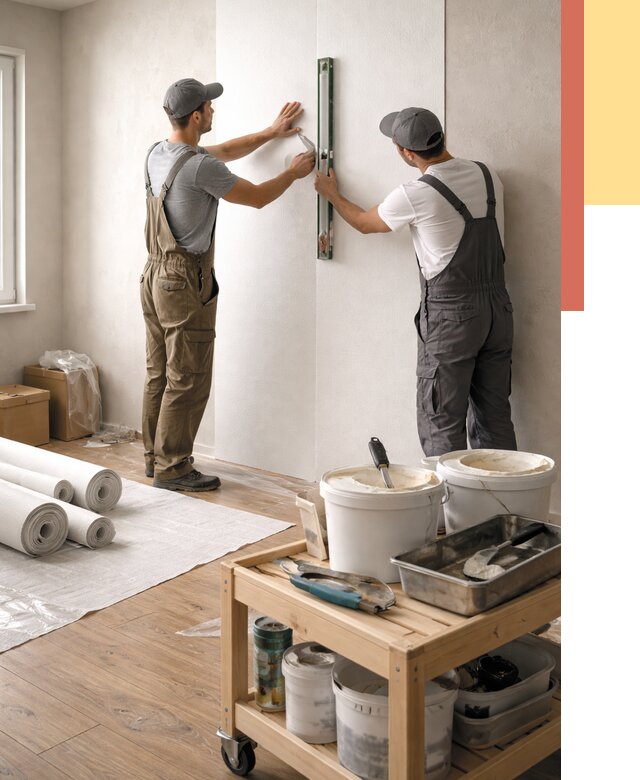 Поклейка стеклообоев в Кольчугино от 6611 руб. за м2 — быстро и недорого | ОТДЕЛОЧНИК-Кль