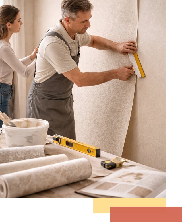 Поклейка обоев с подбором рисунка в Кольчугино