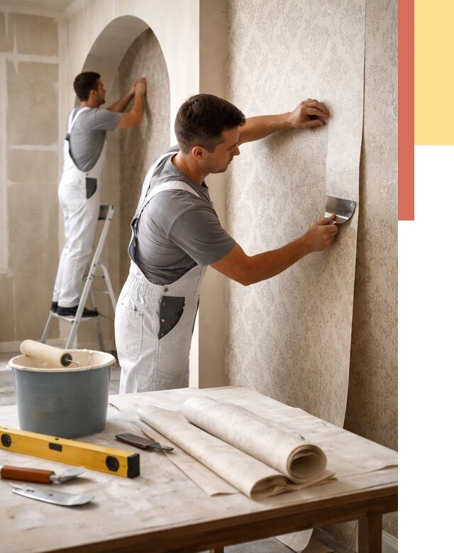 Поклейка обоев на сложные стены в Кольчугино от 2848 руб. под ключ | ОТДЕЛОЧНИК-Кль