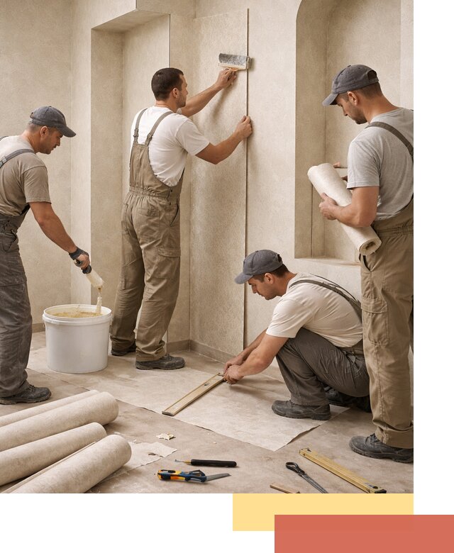 Поклейка обоев на сложные стены и неровные поверхности в Кольчугино