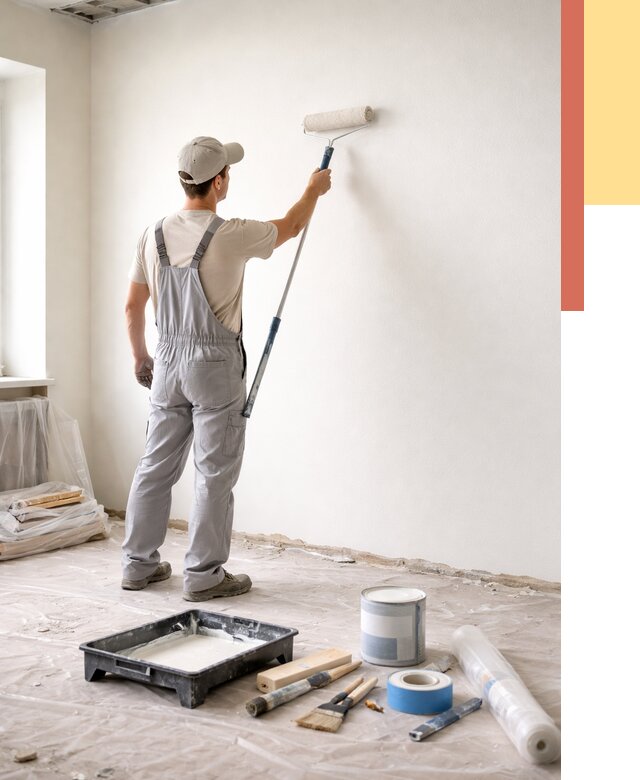 Покраска стен водоэмульсионной краской в Кольчугино от 458 руб. за м² | ОТДЕЛОЧНИК-Кль