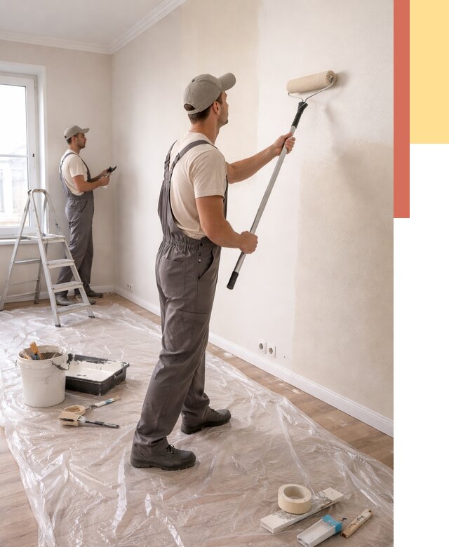 Покраска стен акриловой краской в Кольчугино от 3560 руб./м² — быстро и недорого | ОТДЕЛОЧНИК-Кль