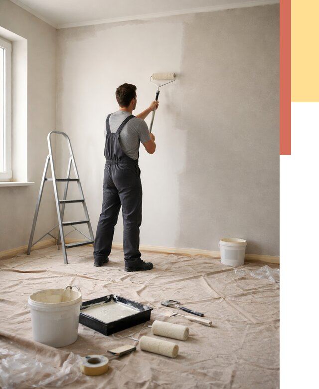 Покраска стен моющейся краской в Кольчугино от 356 руб./м² — быстро и недорого | ОТДЕЛОЧНИК-Кль