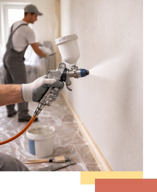 Покраска стен краскопультом в Кольчугино быстро и качественно