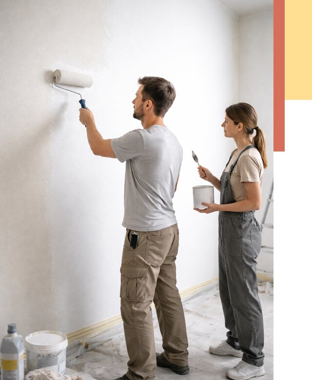 Окраска стен по стеклохолсту в Кольчугино от 4577 руб/м² под ключ | ОТДЕЛОЧНИК-Кль