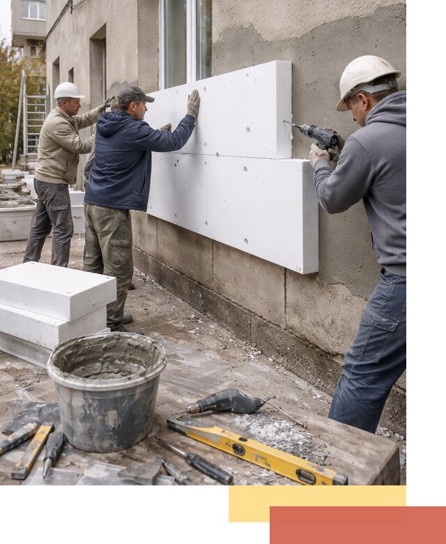 Утепление наружных стен пенопластом в Кольчугино