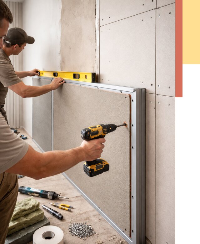 Шумоизоляция стен панелями ЗИПС в Кольчугино от 2238 руб./м² под ключ | ОТДЕЛОЧНИК-Кль