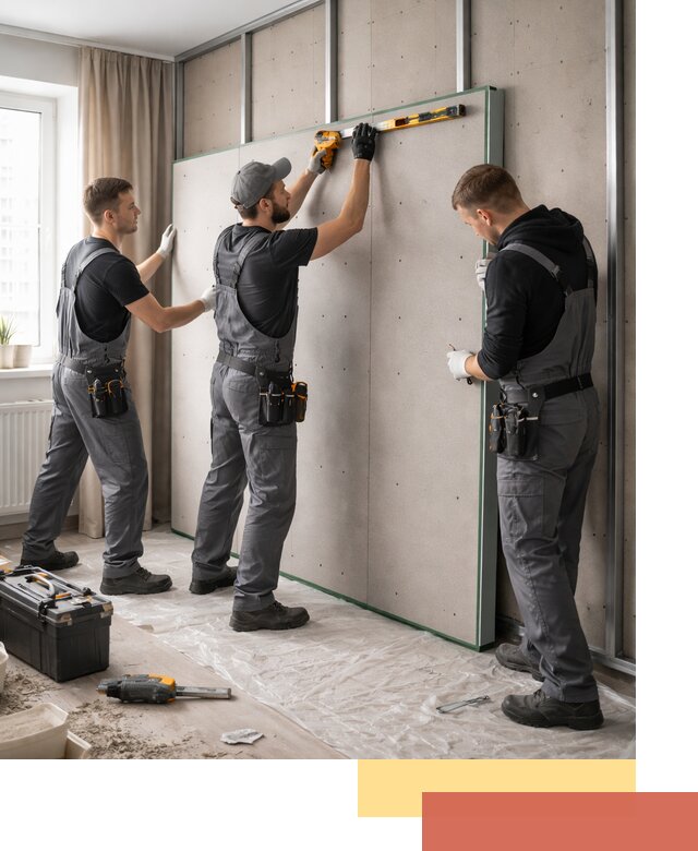 Шумоизоляция стен панелями ЗИПС в Кольчугино для жилых и коммерческих помещений