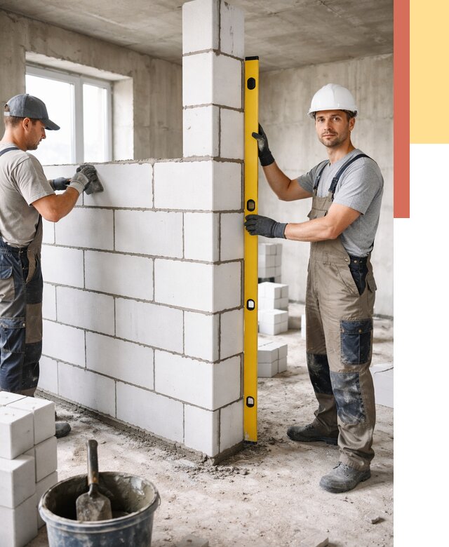 Кладка перегородок из пеноблока в Кольчугино от 1831 руб. под ключ | ОТДЕЛОЧНИК-Кль