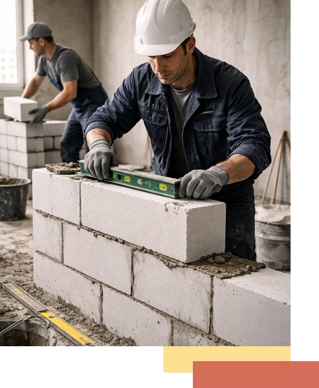 Кладка перегородок из пеноблока под ключ в Кольчугино