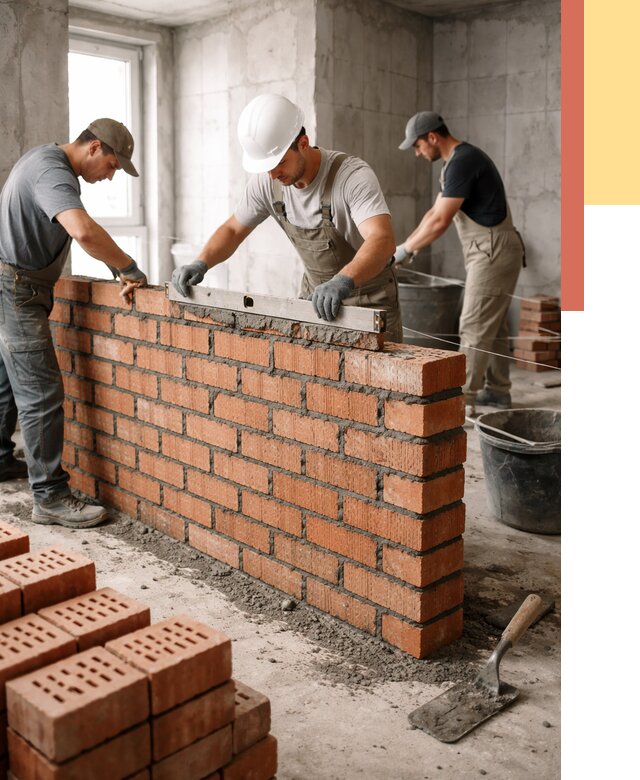 Кладка перегородок из кирпича в Кольчугино от 3560 руб. за м² | ОТДЕЛОЧНИК-Кль