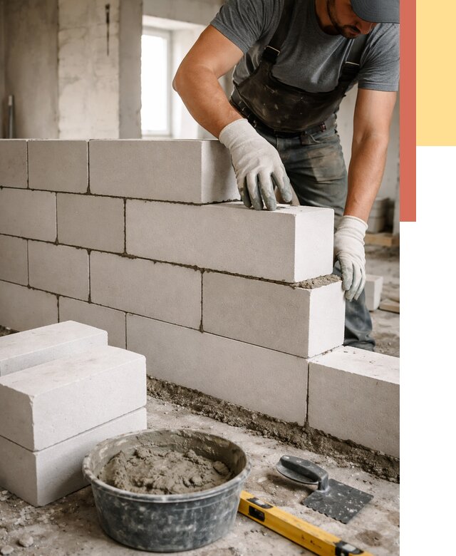 Кладка перегородок из силикатного блока в Кольчугино от 4068 руб. под ключ | ОТДЕЛОЧНИК-Кль