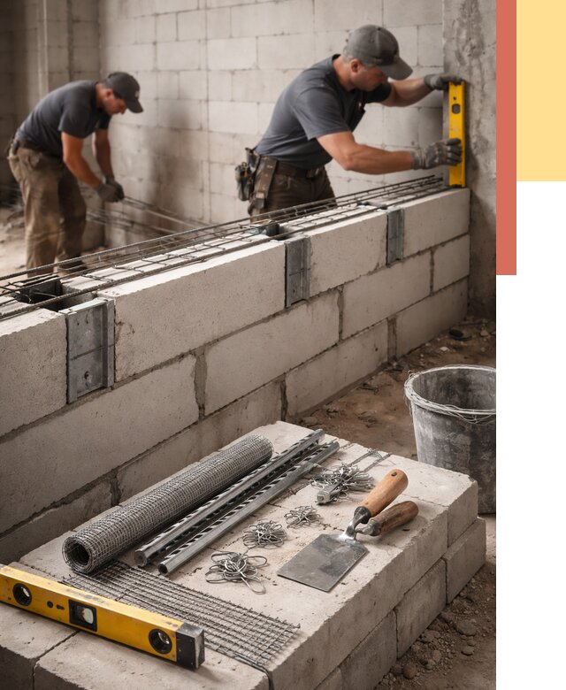 Армирование кладки перегородок в Кольчугино от 763 руб. под ключ | ОТДЕЛОЧНИК-Кль