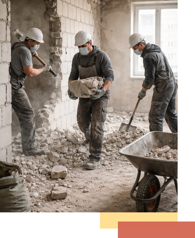 Демонтаж блочных перегородок в Кольчугино быстро и аккуратно