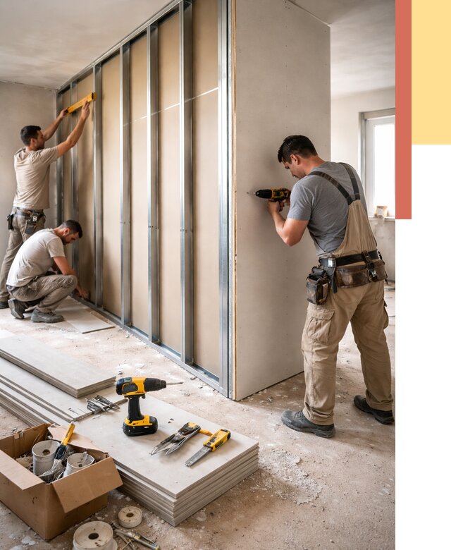 Монтаж однослойной перегородки из гипсокартона в Кольчугино от 661 руб. | ОТДЕЛОЧНИК-Кль