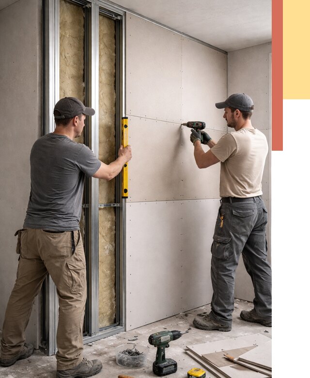 Монтаж двухслойной перегородки из гипсокартона в Кольчугино от 1475 руб. | ОТДЕЛОЧНИК-Кль