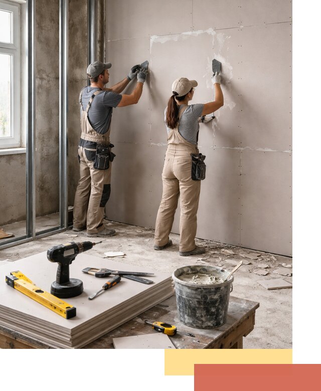 Монтаж двухслойной перегородки из гипсокартона в Кольчугино