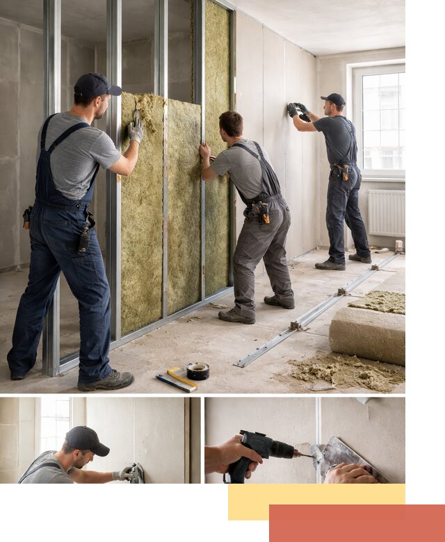 Перегородка из гипсокартона с шумоизоляцией в Кольчугино — монтаж под ключ