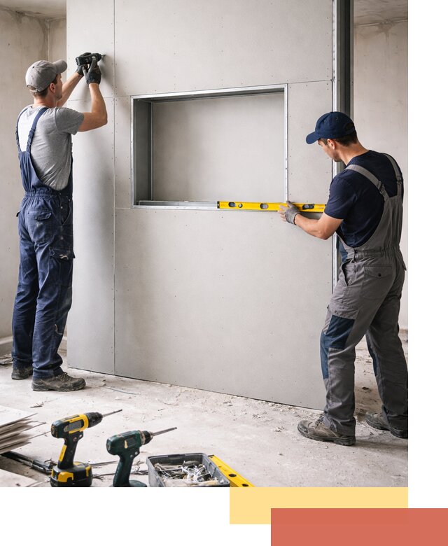 Перегородка из гипсокартона с нишей под декор в Кольчугино