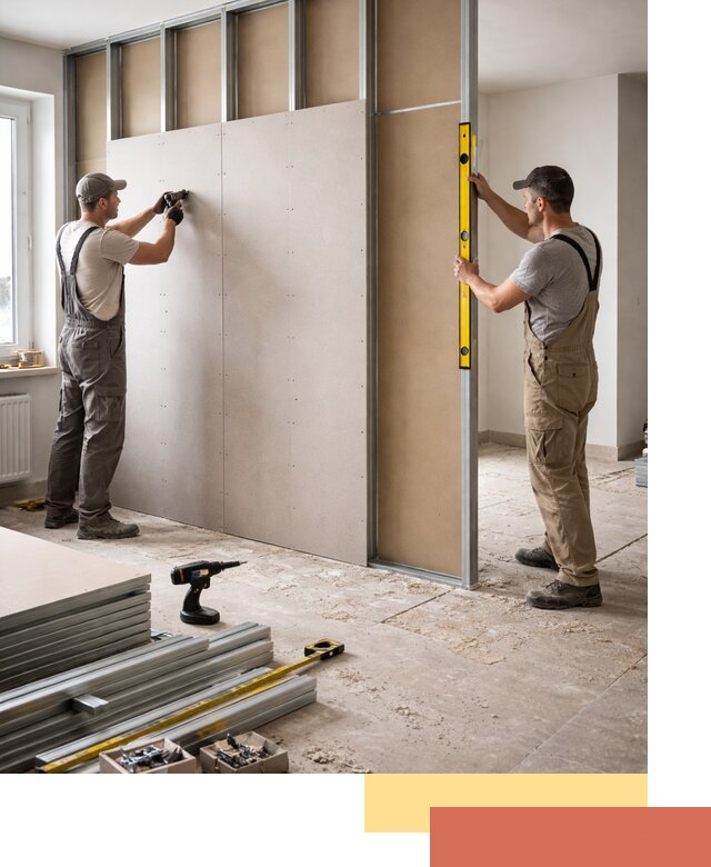 Зонирующая перегородка из гипсокартона под ключ в Кольчугино