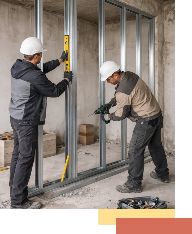 Монтаж каркаса перегородки из профиля в Кольчугино