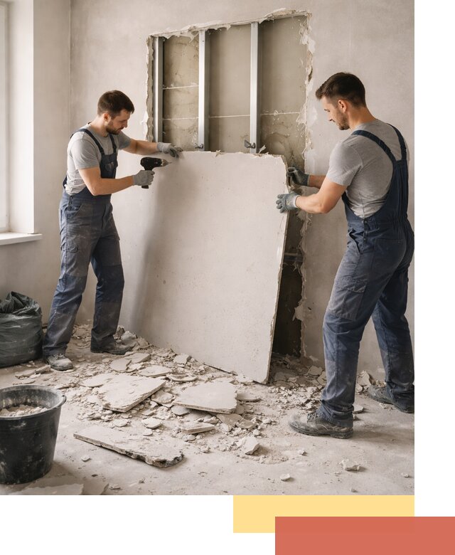 Демонтаж перегородки из гипсокартона в Кольчугино быстрый и аккуратный