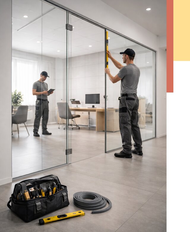 Цельностеклянные перегородки под ключ в Кольчугино от 9662 руб. — монтаж и цены | ОТДЕЛОЧНИК-Кль