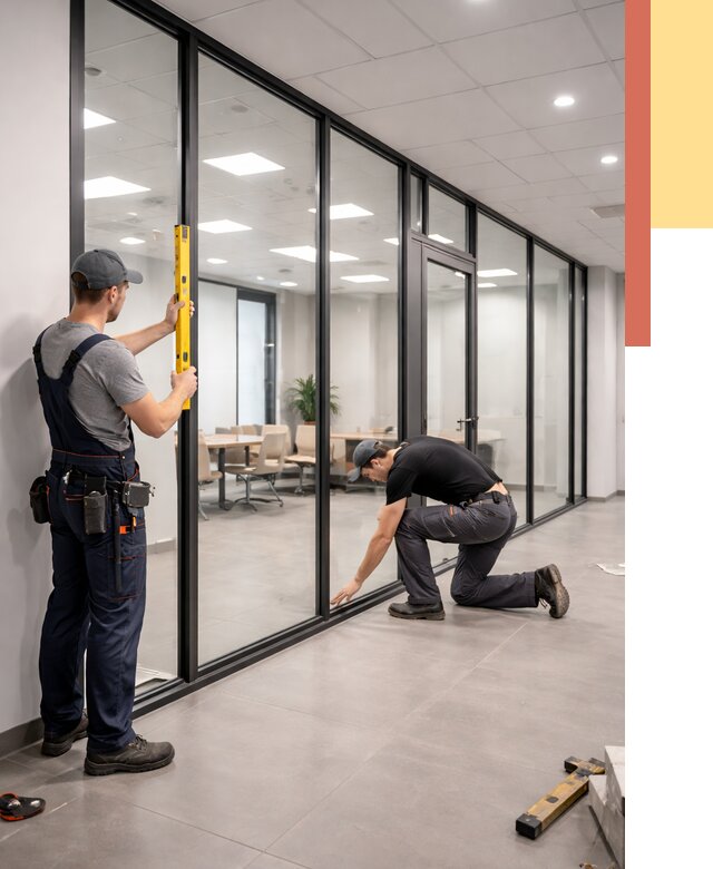 Каркасные стеклянные перегородки в Кольчугино под ключ от 9357 руб. | ОТДЕЛОЧНИК-Кль