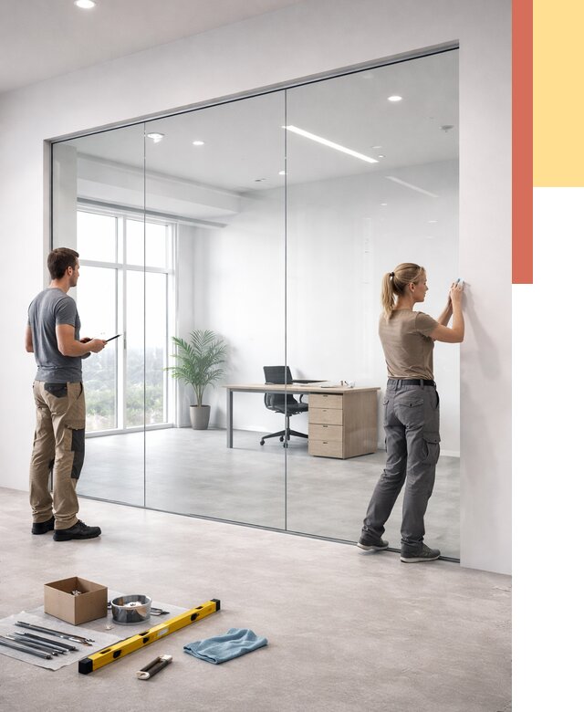 Перегородки из закаленного стекла в Кольчугино от 9662 руб. под ключ | ОТДЕЛОЧНИК-Кль