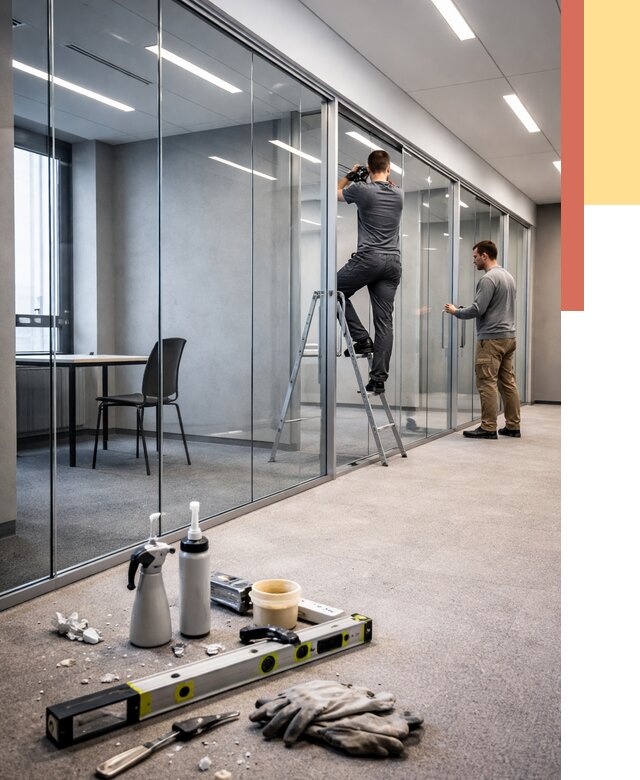 Стеклянные офисные перегородки в Кольчугино от 8645 руб. — монтаж и установка | ОТДЕЛОЧНИК-Кль