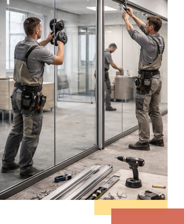 Стеклянные офисные перегородки под ключ в Кольчугино