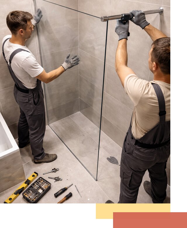 Стеклянные перегородки для душа в Кольчугино — изготовление и монтаж