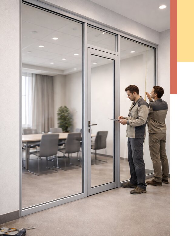 Установка и монтаж алюминиевых перегородок со стеклом в Кольчугино от 8340 руб. | ОТДЕЛОЧНИК-Кль